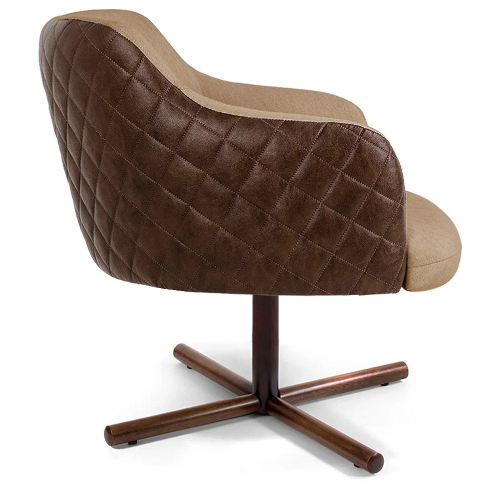 Kit 2 Poltronas Jade Xis Giratória Corano B-10 Linho C-129 Bege - Domi