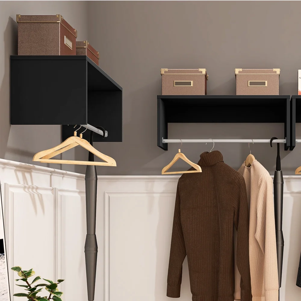 Kit 3 Nichos Cabideiros Suspensos Berlim Preto - Lumil Móveis