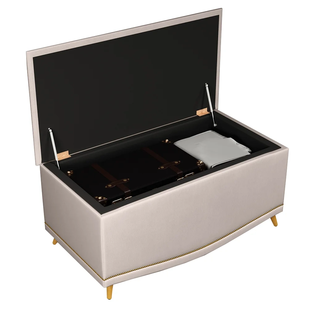 Cabeceira Cama Box Solteiro 90cm Com Calçadeira Baú Imperial J02 Veludo Bege - Mpozenato