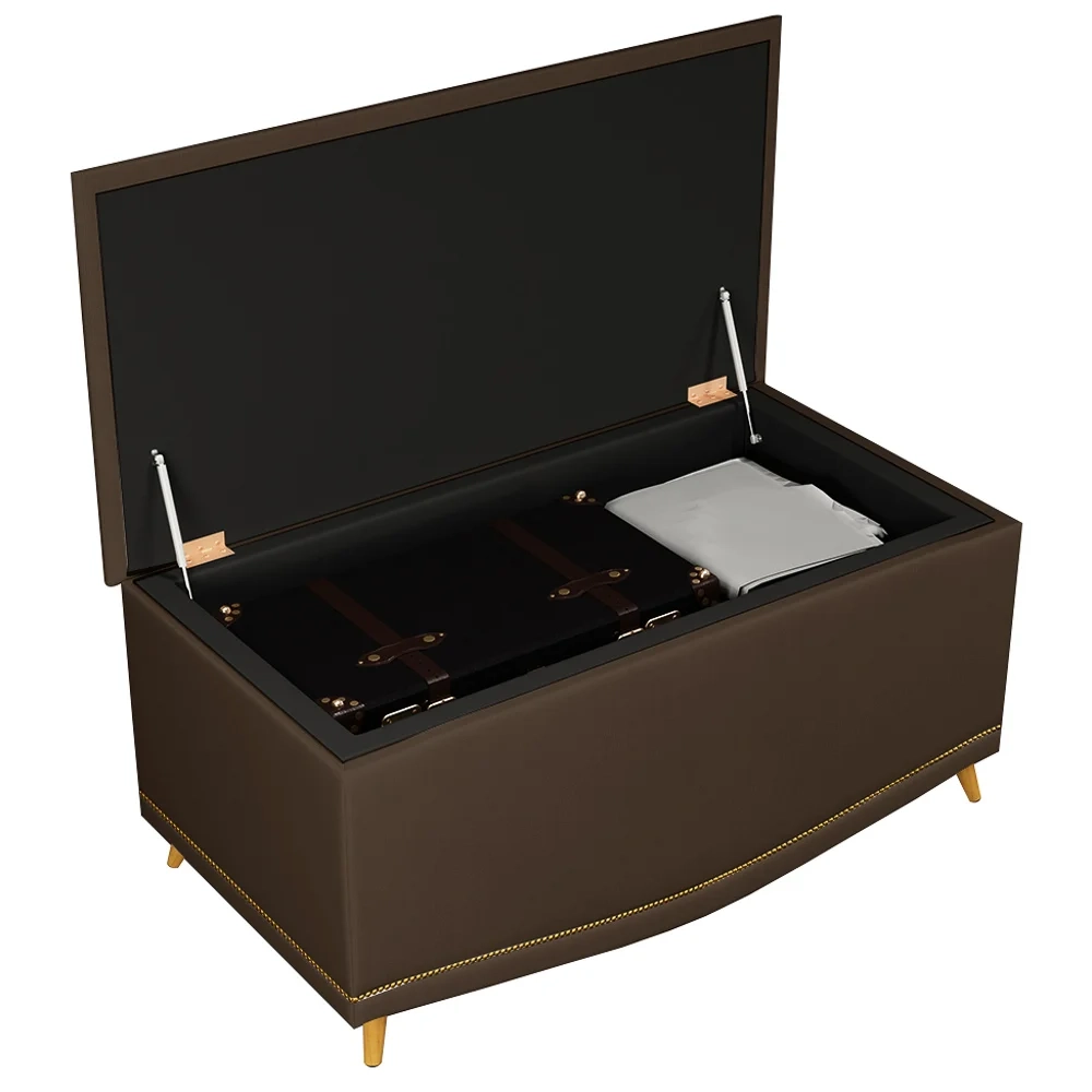 Cabeceira Cama Box Solteiro 90cm Com Calçadeira Baú Imperial J02 Veludo Chocolate - Mpozenato