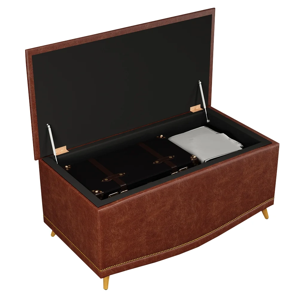 Cabeceira Cama Box Solteiro 90cm Com Calçadeira Baú Imperial J02 Facto Marrom/Bege - Mpozenato