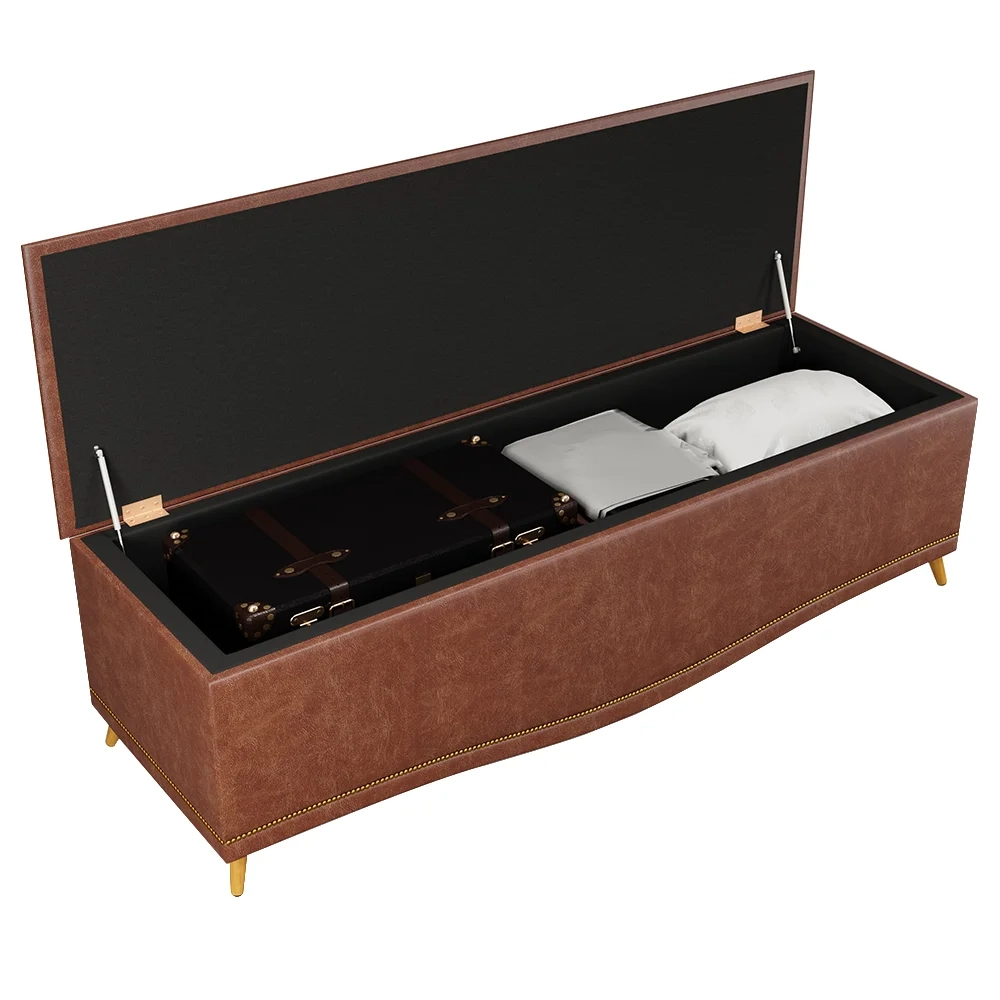 Cabeceira Cama Box Casal Queen 160cm Com Calçadeira Baú Imperial J02 Facto Marrom/Bege - Mpozenato