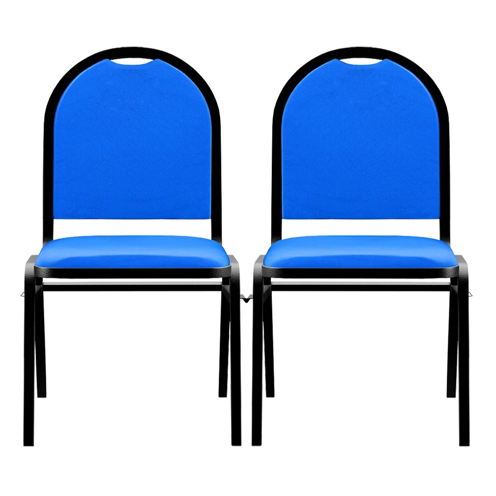 Kit 2 Cadeiras Hoteleiras Auditório Empilhável Sintético Z33 Azul - Mpozenato
