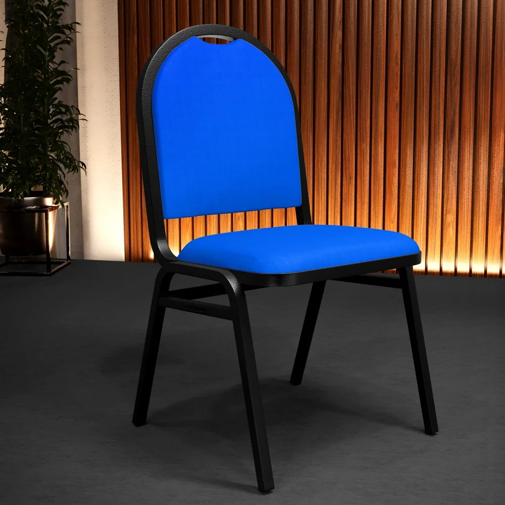 Kit 2 Cadeiras Hoteleiras Auditório Empilhável Sintético Z33 Azul - Mpozenato