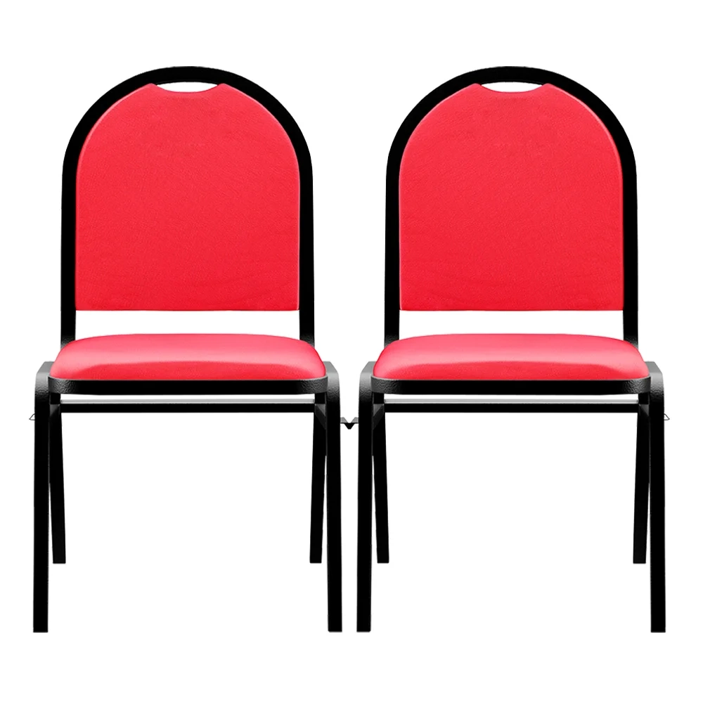 Kit 2 Cadeiras Hoteleiras Auditório Empilhável Sintético Z33 Vermelho - Mpozenato