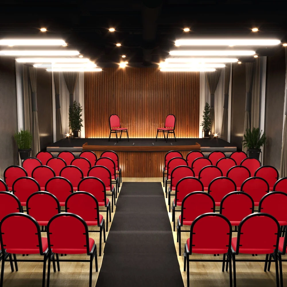 Kit 2 Cadeiras Hoteleiras Auditório Empilhável Sintético Z33 Vermelho - Mpozenato