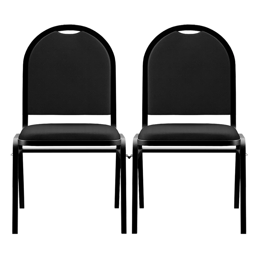 Kit 2 Cadeiras Hoteleiras Auditório Empilhável Sintético Z33 Preto - Mpozenato