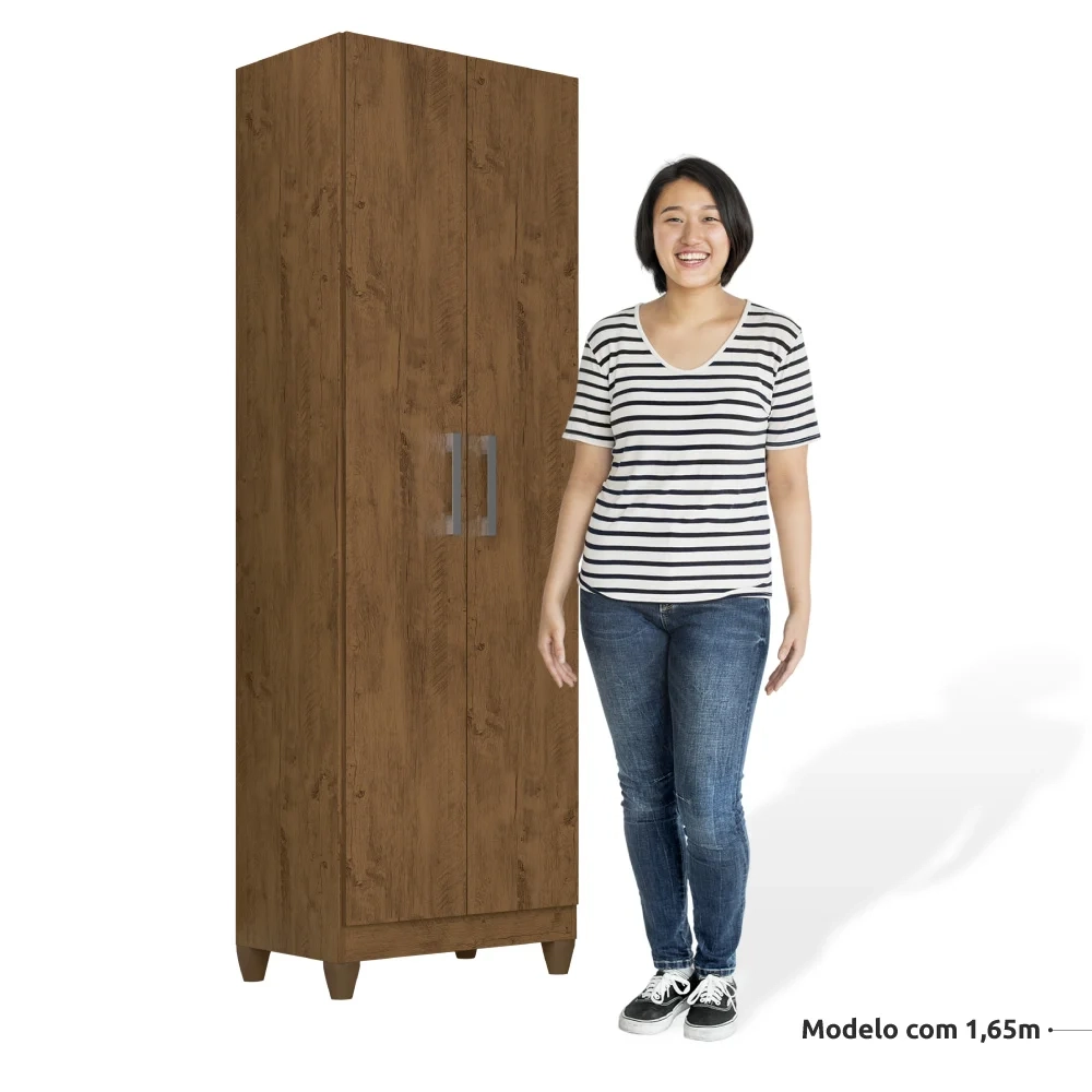 Kit 2 Armários Multiuso Organizador 2 Portas Astrid Z17 Castanho Wood - Mpozenato