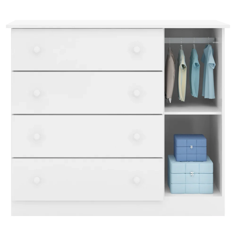 Cômoda Infantil 01 Porta e 04 Gavetas Serena Z39 Branco - Mpozenato