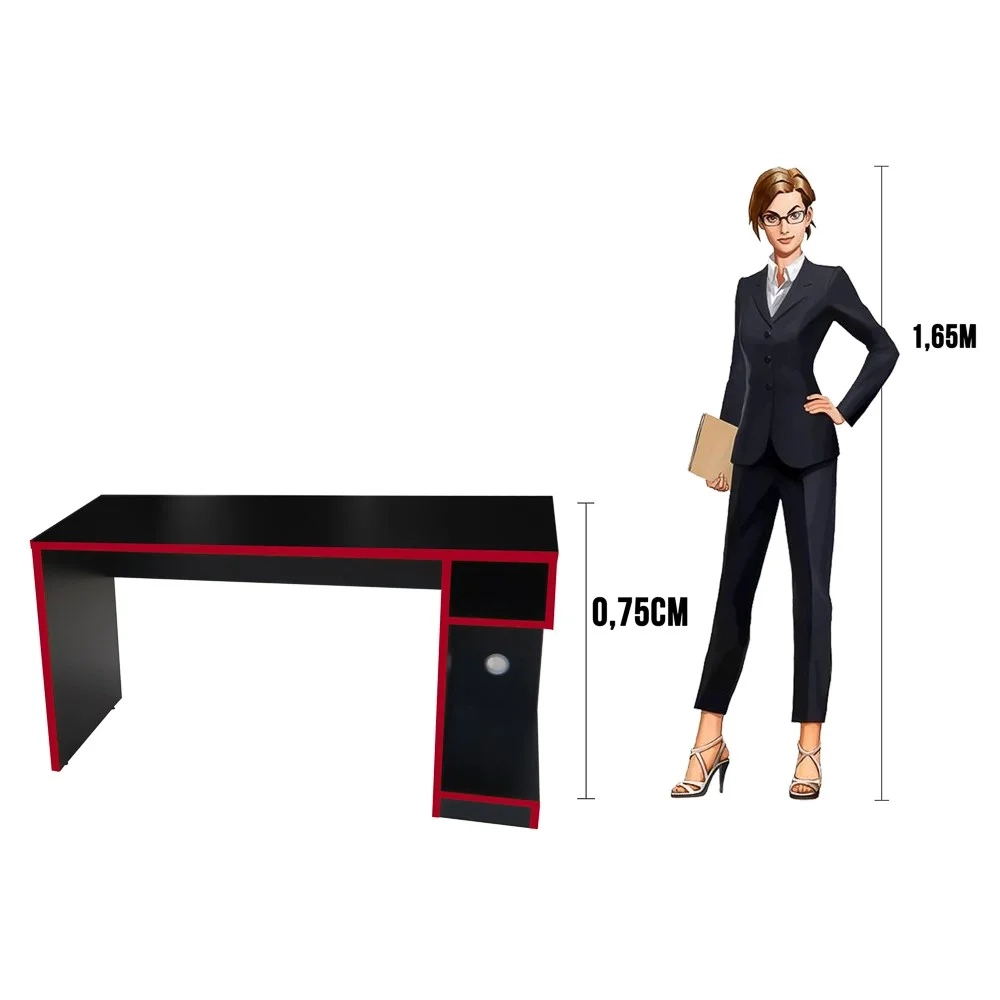 Mesa Para Computador Notebook Gamer 136cm Player F02 Preto/Vermelho - Mpozenato