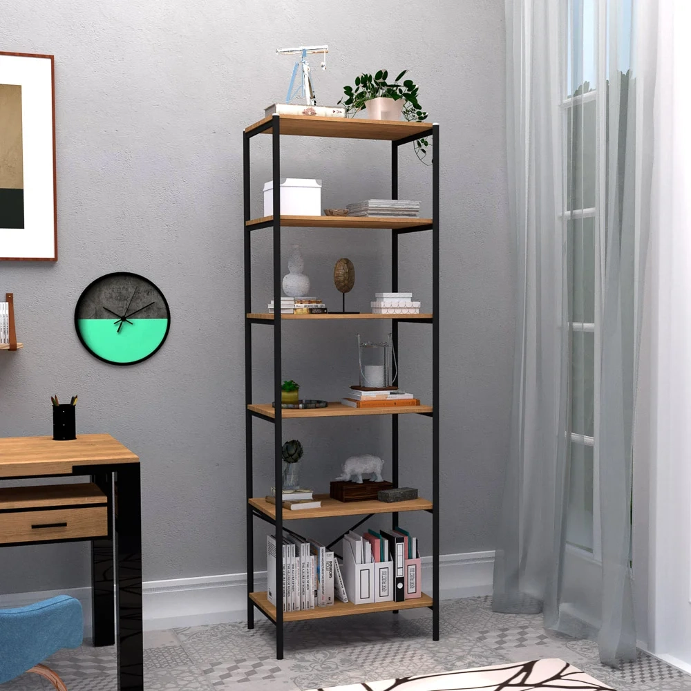 Kit 2 Estantes Livreiro Multiuso Estilo Industrial 180cm 6 Prateleiras Trento - Artefamol