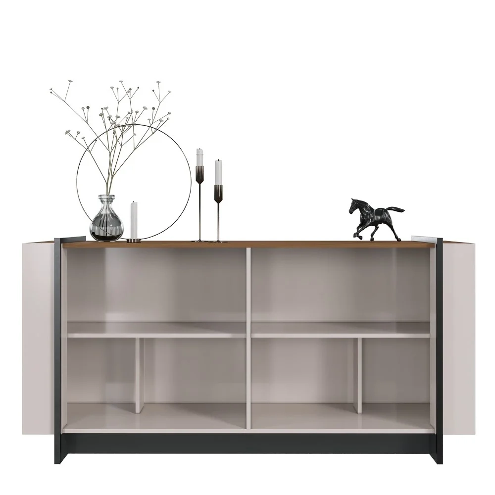 Balcão Buffet Para Sala De Jantar 4 Portas Ipanema C05 Off White/Nogueira - Mpozenato