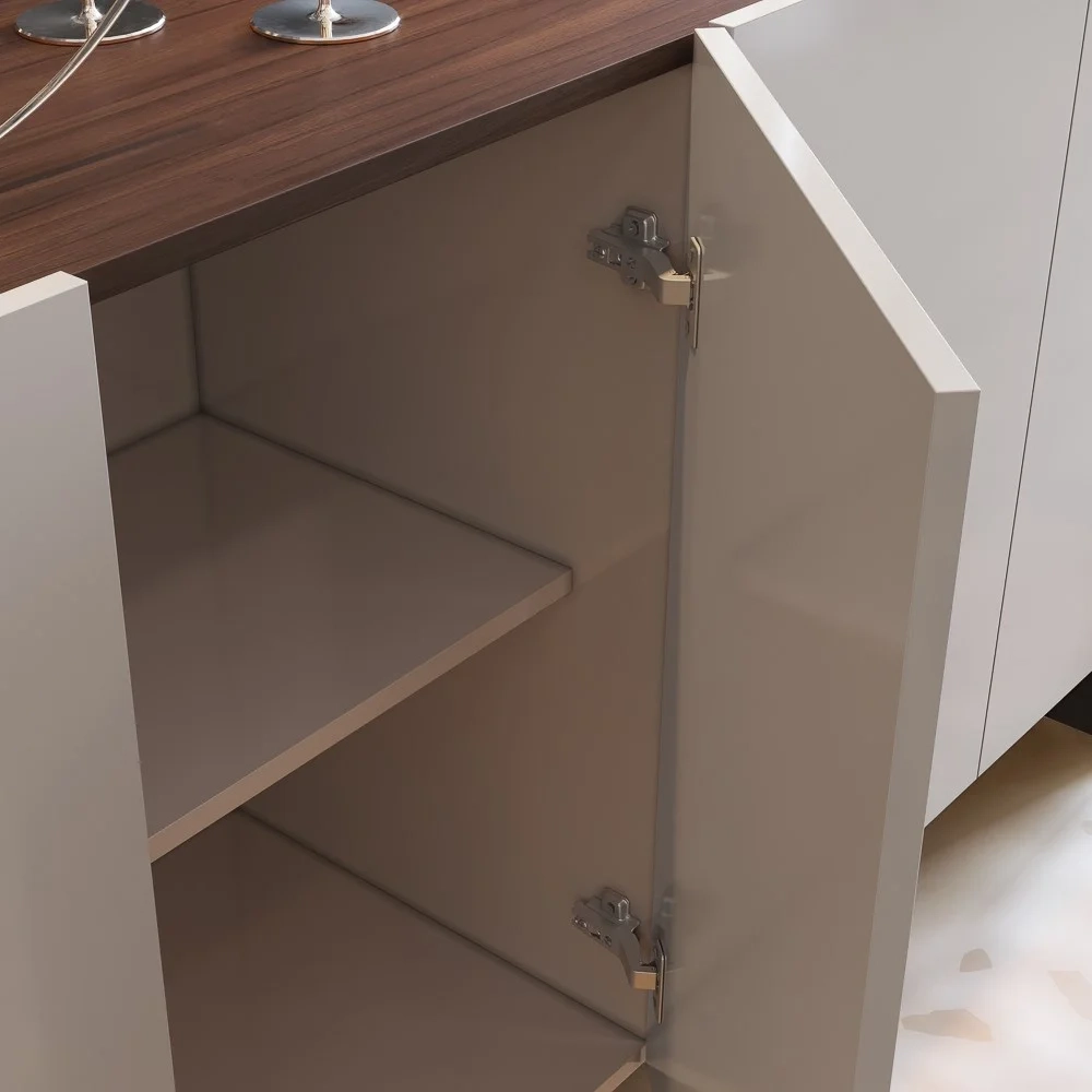 Balcão Buffet Para Sala De Jantar 4 Portas Ipanema C05 Off White/Nogueira - Mpozenato