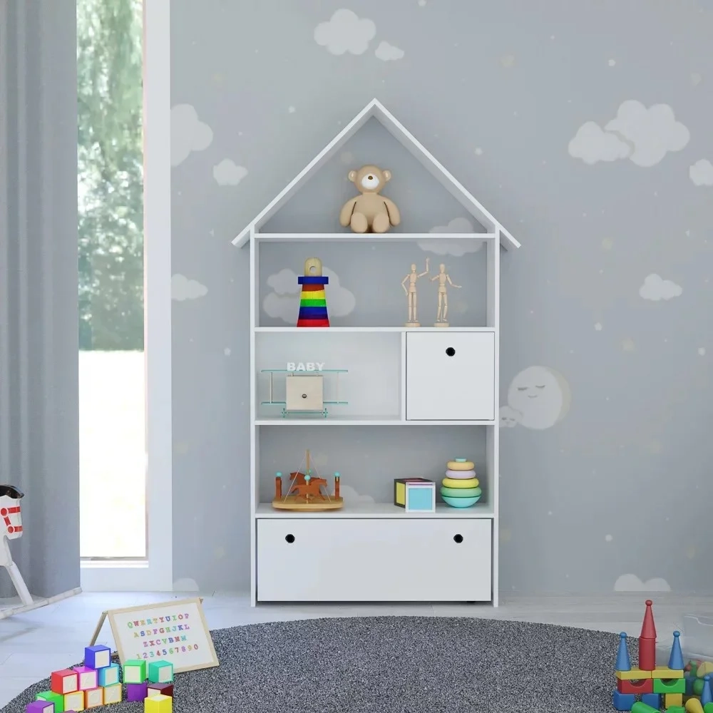 Estante Casinha Infantil Organizadora Com Nichos 2 Gavetas Candy L03 Branco - Mpozenato