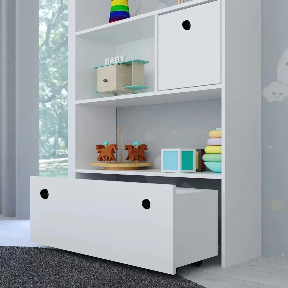 Estante Casinha Infantil Organizadora Com Nichos 2 Gavetas Candy L03 Branco - Mpozenato