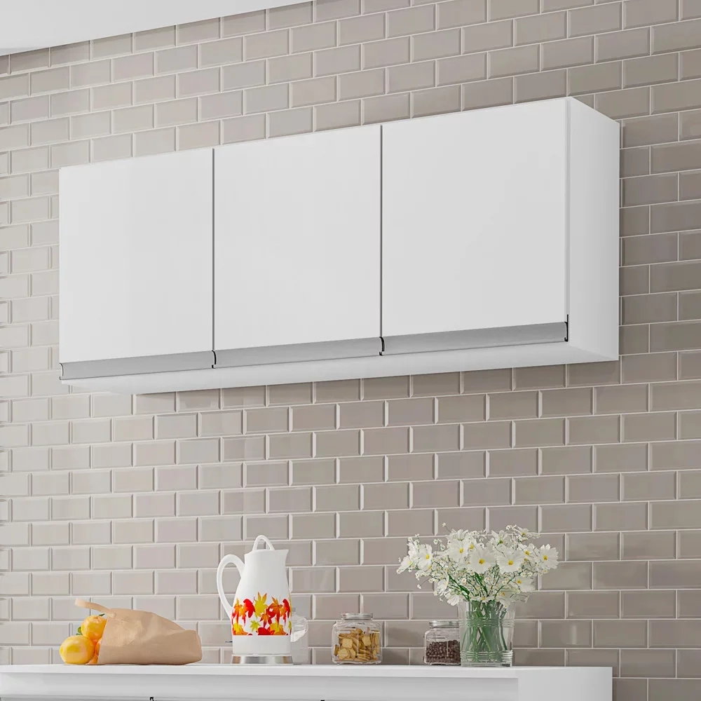 Armário Aéreo Andréia e Balcão Gabinete sem Tampo Manu 120cm Branco - AJL Móveis