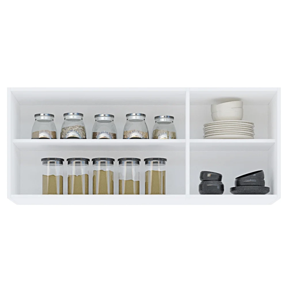 Armário e Balcão Gabinete Para Pia 120cm com Tampo 3 Portas Manu Branco - AJL Móveis