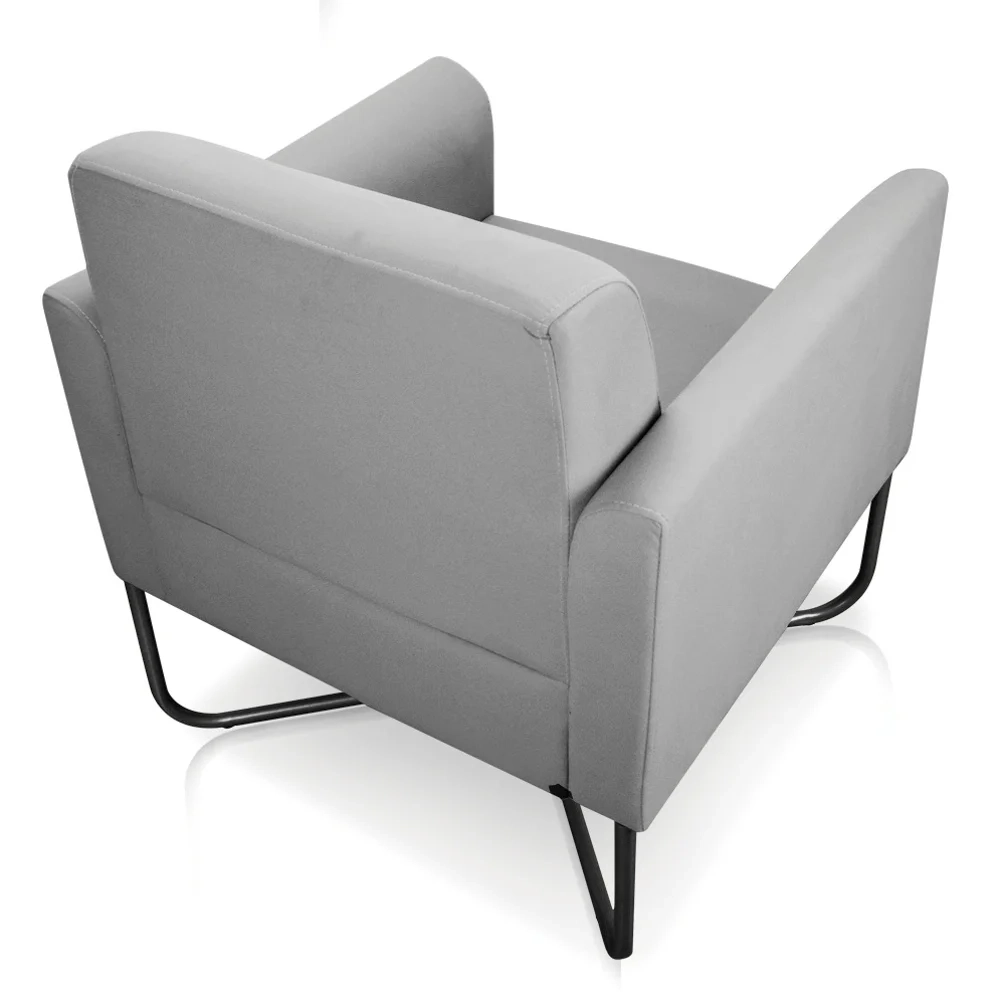 Kit 2 Poltronas Decorativas Base Industrial X Preta Maressa S10 Suede Cinza - Ibiza