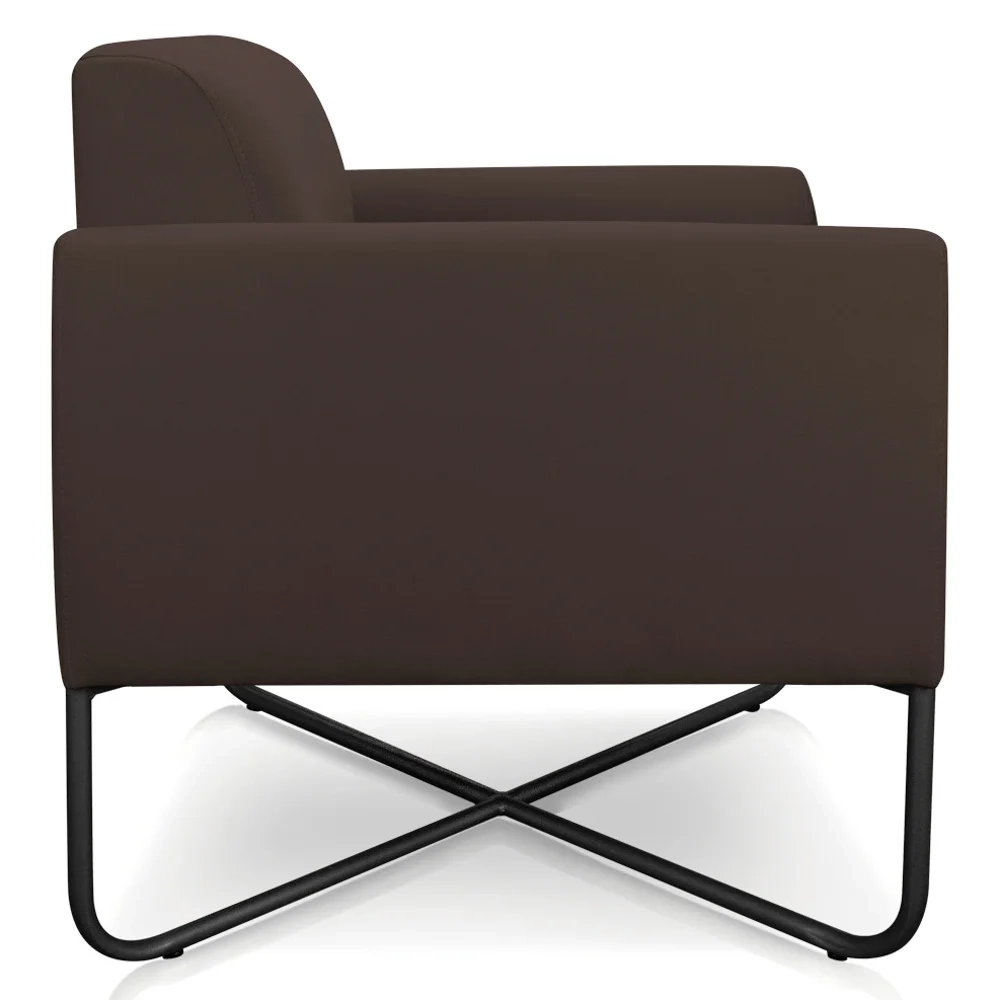 Kit 2 Poltronas Decorativas Base Industrial X Preta Maressa S06 Suede Marrom - Ibiza