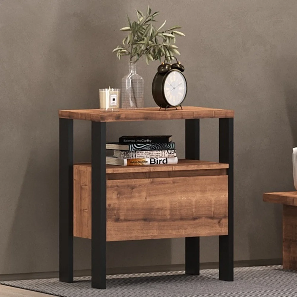 Jogo de Quarto Estilo Industrial 5 Peças Chess F04 Preto/Solanum - Mpozenato