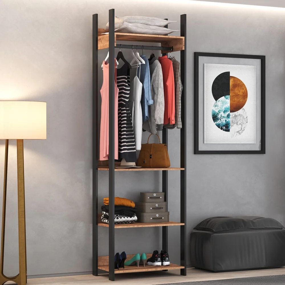 Jogo de Quarto Estilo Industrial 5 Peças Chess F04 Preto/Solanum - Mpozenato