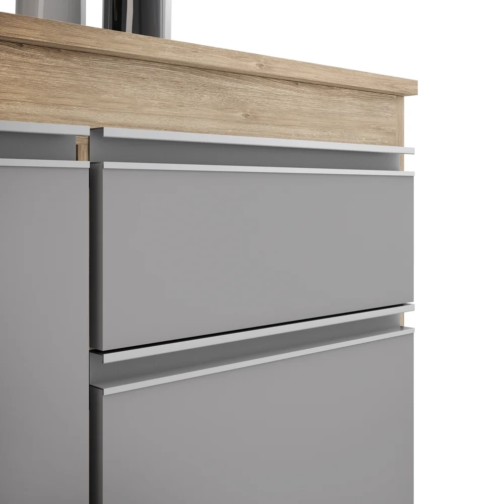 Cozinha Modulada 6 Módulos Composição 8 Castanho/Cinza - Lumil Móveis