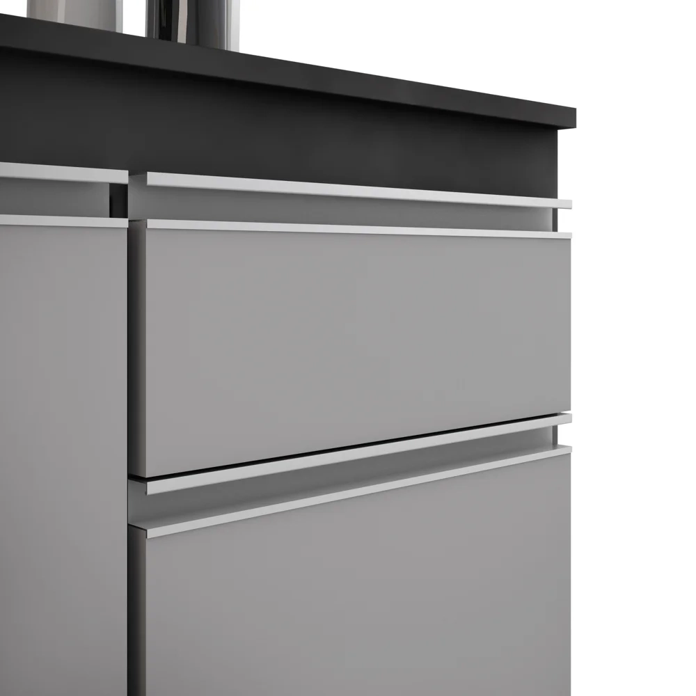 Cozinha Modulada 6 Módulos Composição 8 Preto/Cinza - Lumil Móveis