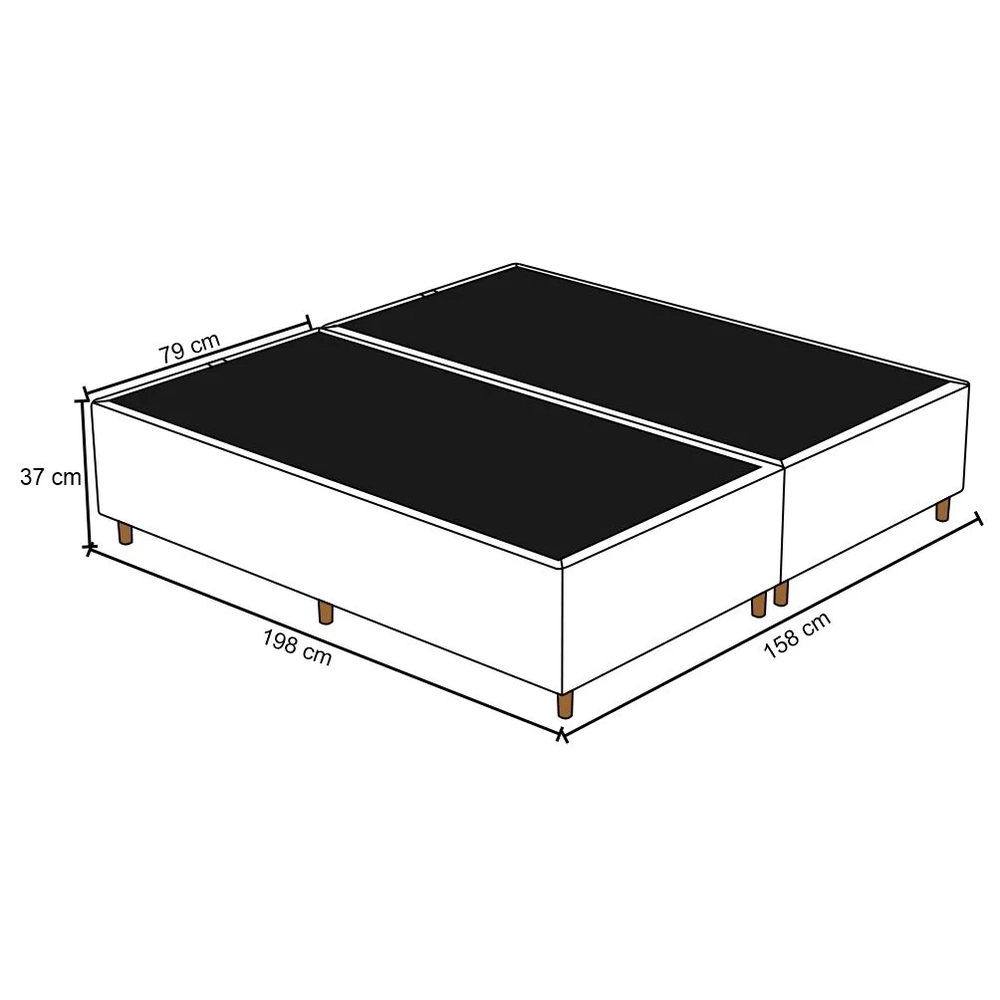 Base Cama Box Casal Queen 158cm Bipartido Hit Z04 Sintético Preto - Mpozenato