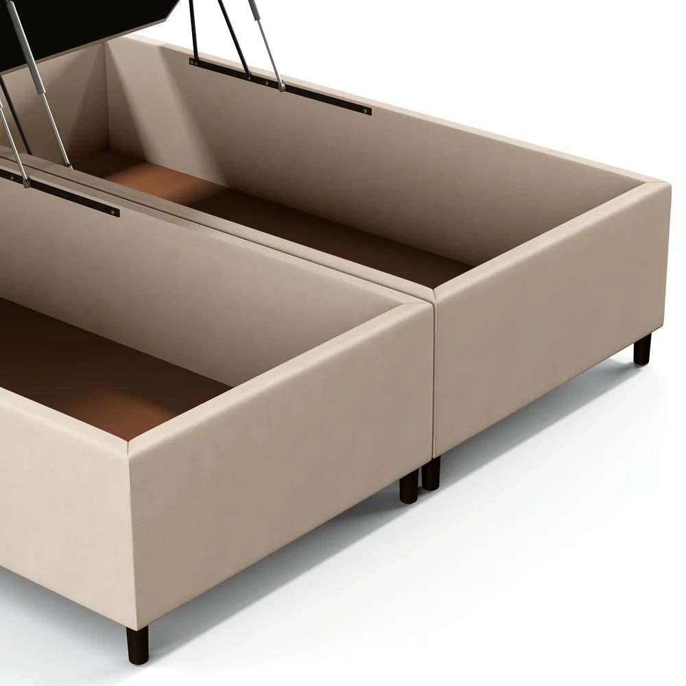 Base Cama Box Baú Casal Queen 158cm Hit Z04 Suede Bege - Mpozenato