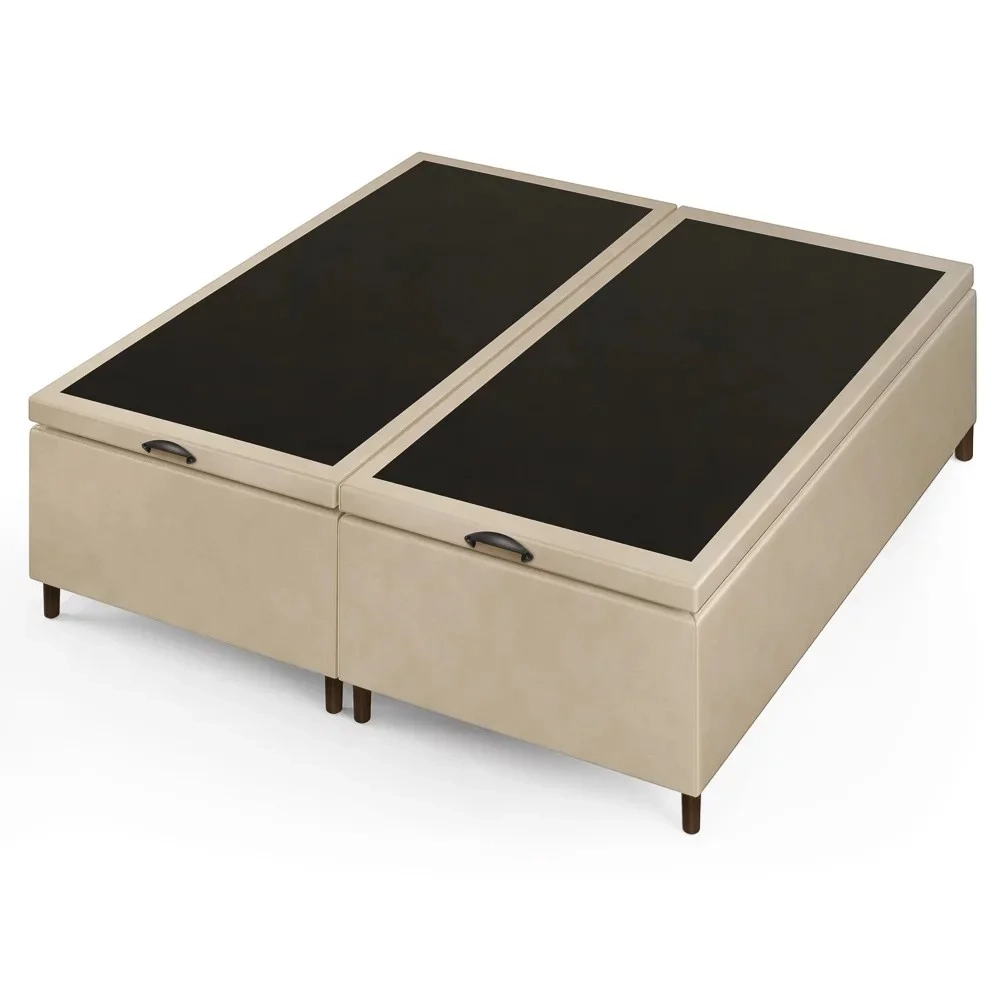 Base Cama Box Baú Casal Queen 158cm Hit Z04 Suede Bege - Mpozenato