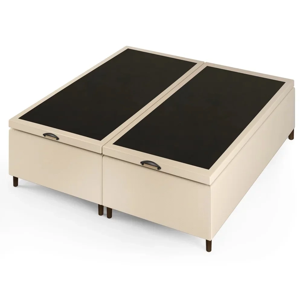 Base Cama Box Baú Casal Queen 158cm Hit Z04 Sintético Bege- Mpozenato