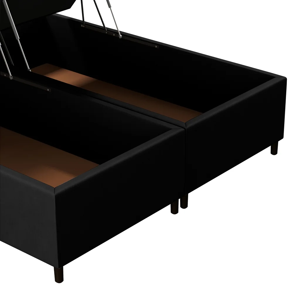 Base Cama Box Baú Casal Queen 158cm Hit Z04 Suede Preto - Mpozenato