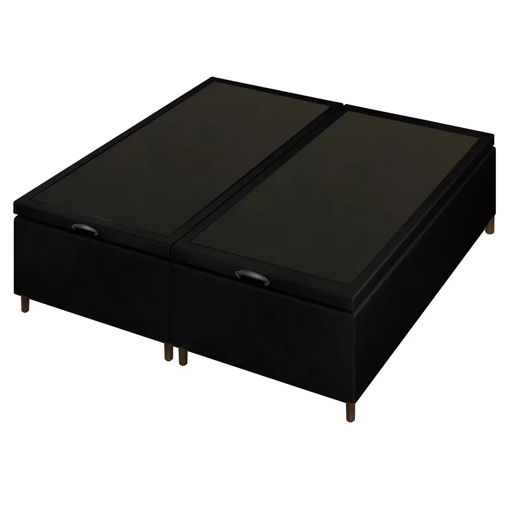 Base Cama Box Baú Casal Queen 158cm Hit Z04 Suede Preto - Mpozenato