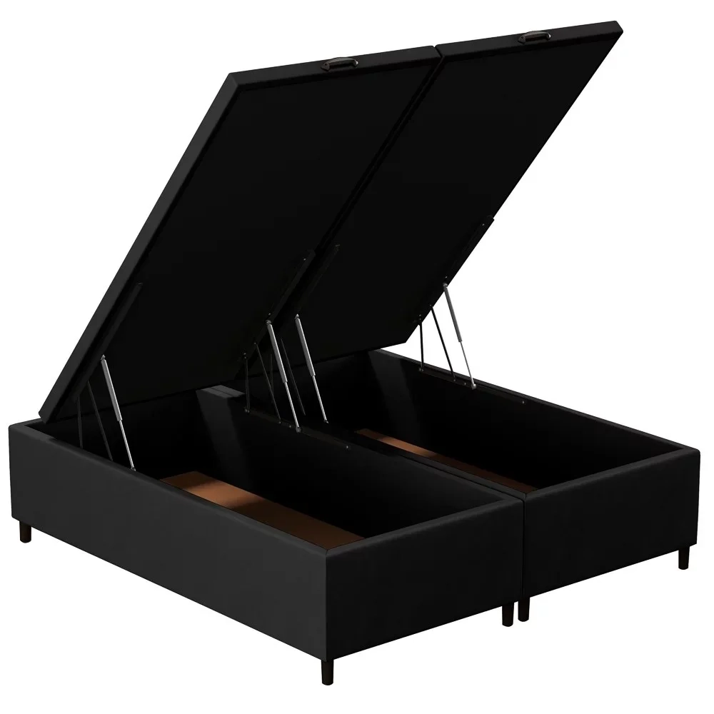 Base Cama Box Baú Casal Queen 158cm Hit Z04 Suede Preto - Mpozenato