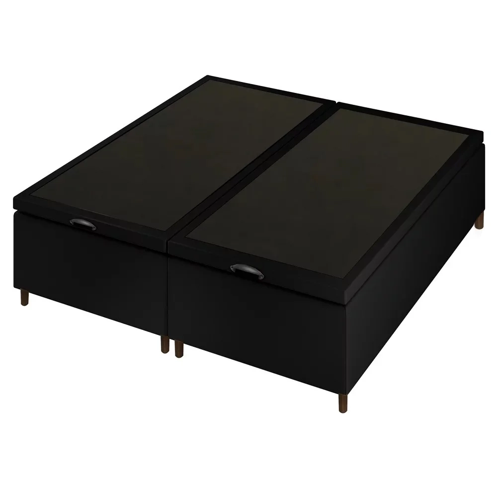 Base Cama Box Baú Casal Queen 158cm Hit Z04 Sintético Preto - Mpozenato