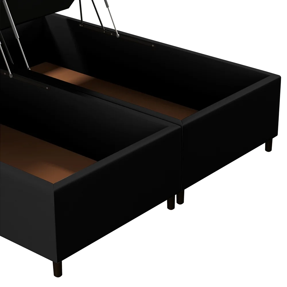 Base Cama Box Baú Casal Queen 158cm Hit Z04 Sintético Preto - Mpozenato