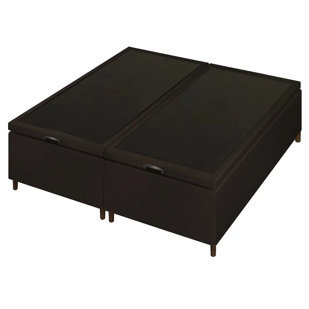 Base Cama Box Baú Casal Queen 158cm Hit Z04 Suede Marrom - Mpozenato