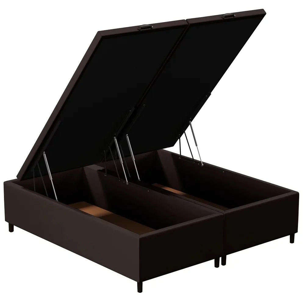 Base Cama Box Baú Casal Queen 158cm Hit Z04 Sintético Marrom - Mpozenato