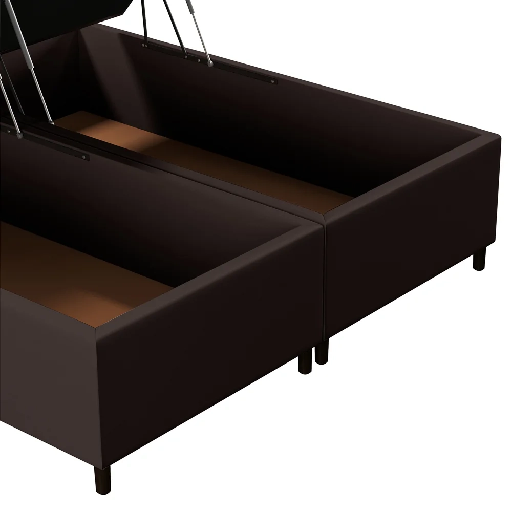 Base Cama Box Baú Casal Queen 158cm Hit Z04 Sintético Marrom - Mpozenato