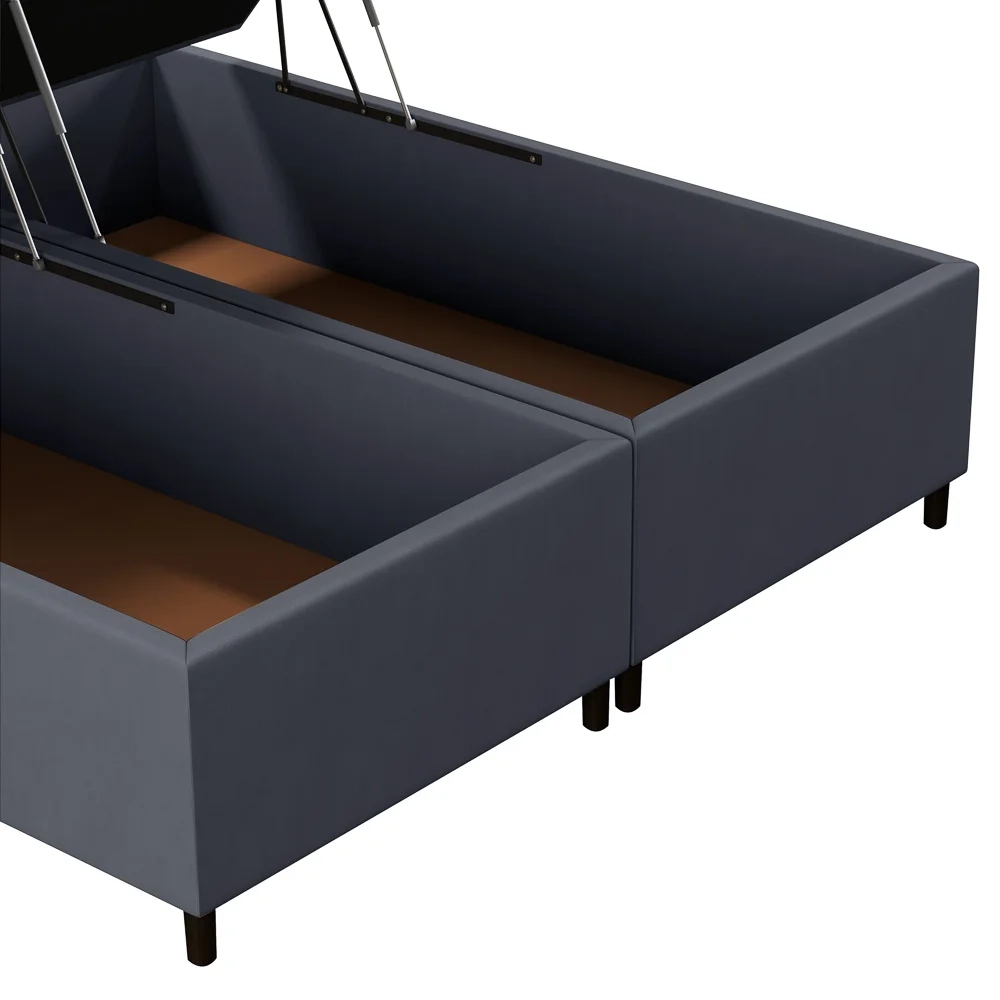 Base Cama Box Baú Casal Queen 158cm Hit Z04 Suede Cinza - Mpozenato
