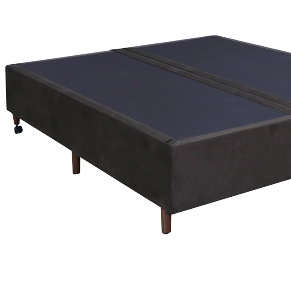 Base Para Cama Box Casal King Size Bipartido 193cm Suede Liso Love Story Hf Marrom- Gazin