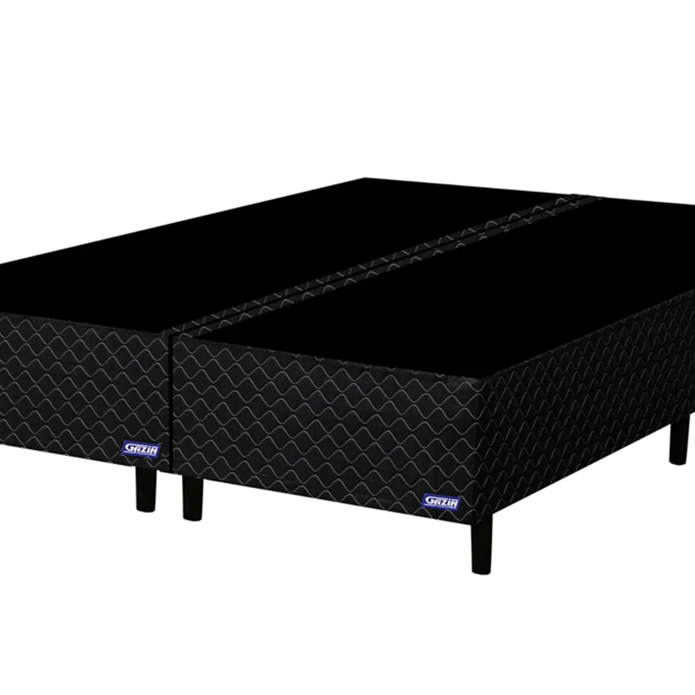 Base Para Cama Box Casal Bipartido 158cm Poliéster Bordado Perola Negra Preto - Gazin