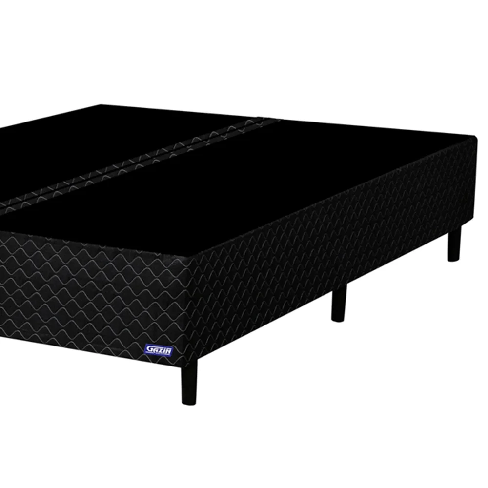 Base Para Cama Box Casal Bipartido 158cm Poliéster Bordado Perola Negra Preto - Gazin