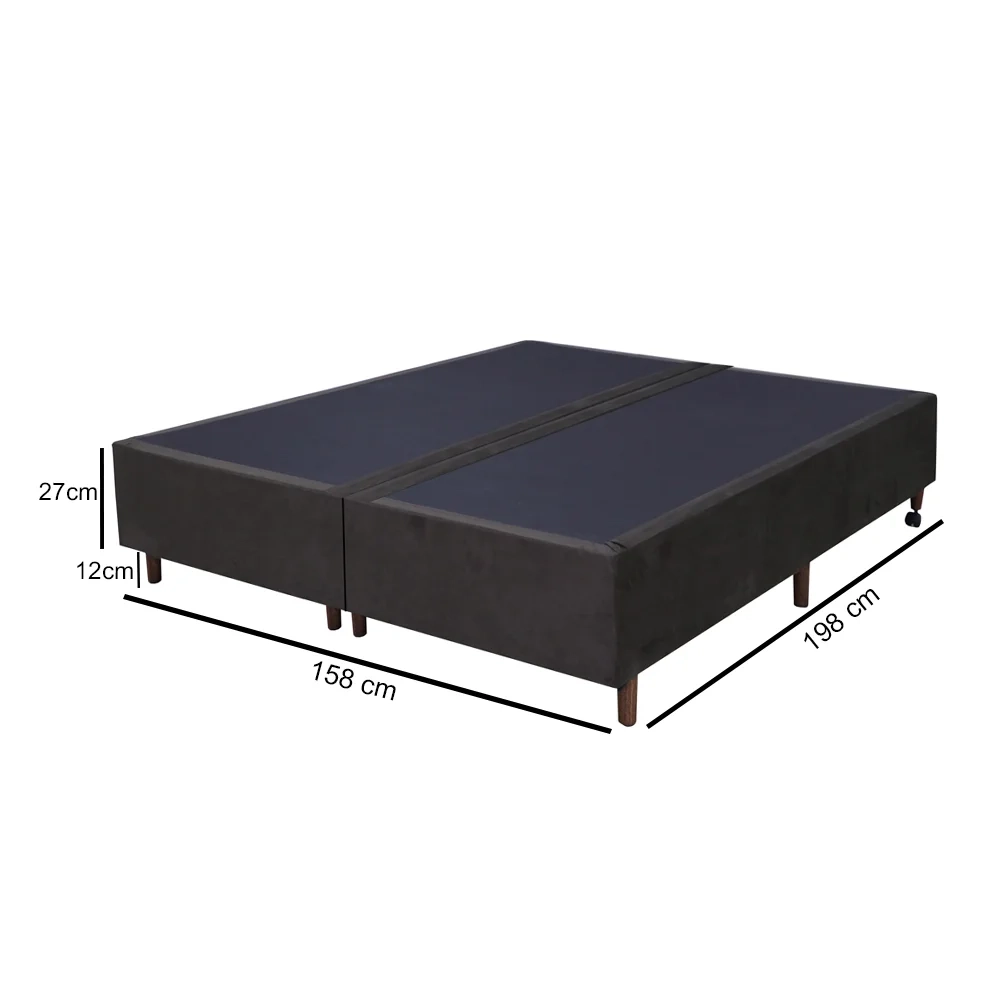 Base Para Cama Box Casal Bipartido 158cm Suede Liso Love Story Hf Marrom- Gazin