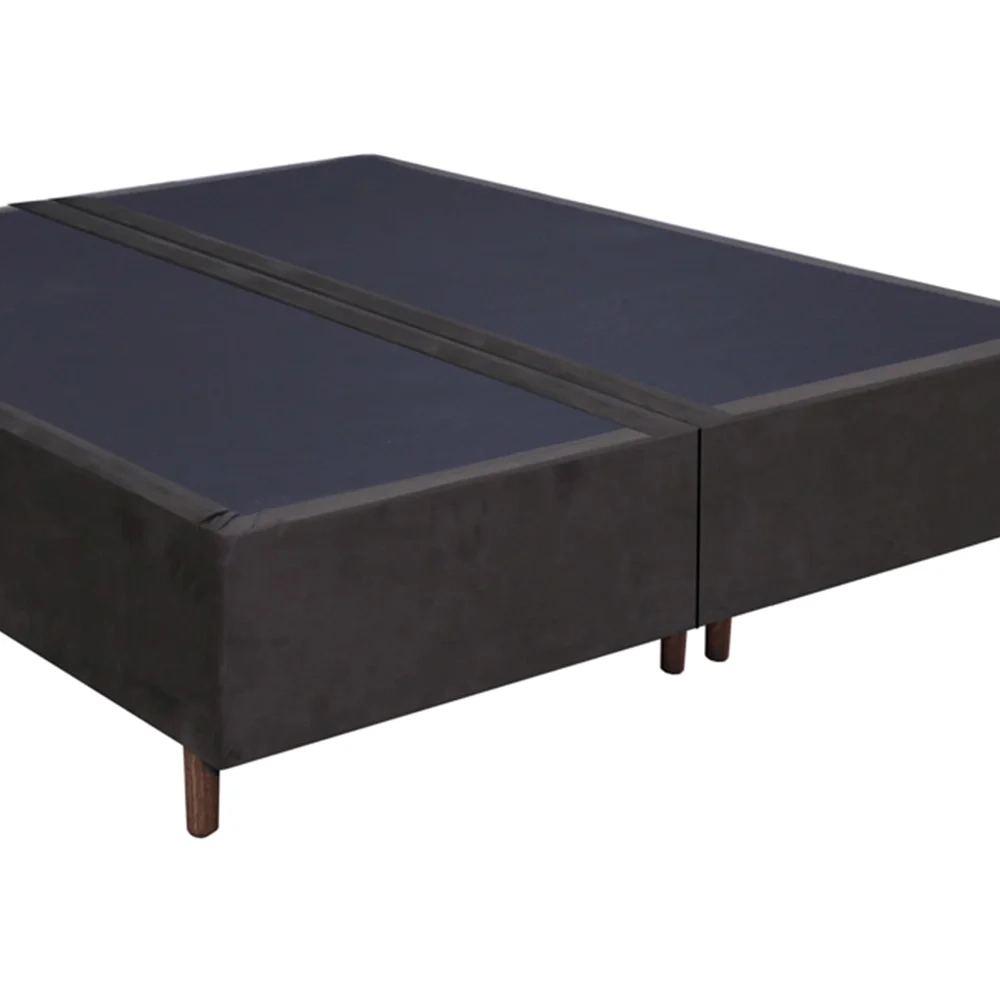 Base Para Cama Box Casal Bipartido 158cm Suede Liso Love Story Hf Marrom- Gazin