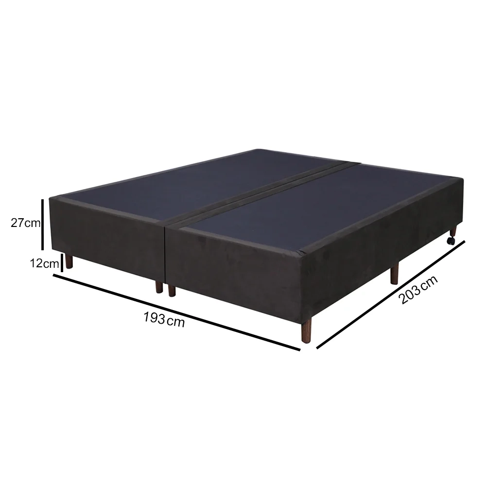 Base Para Cama Box Casal King Size Bipartido 193cm Suede Liso Tower NW Marrom - Gazin