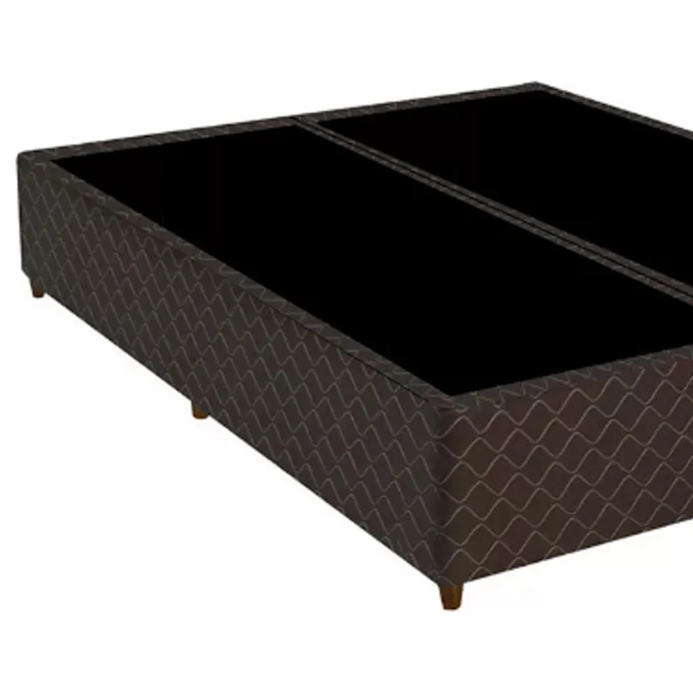 Base Para Cama Box Casal Queen Size Bipartido 158cm Poliéster Bordado New York Marrom - Gazin