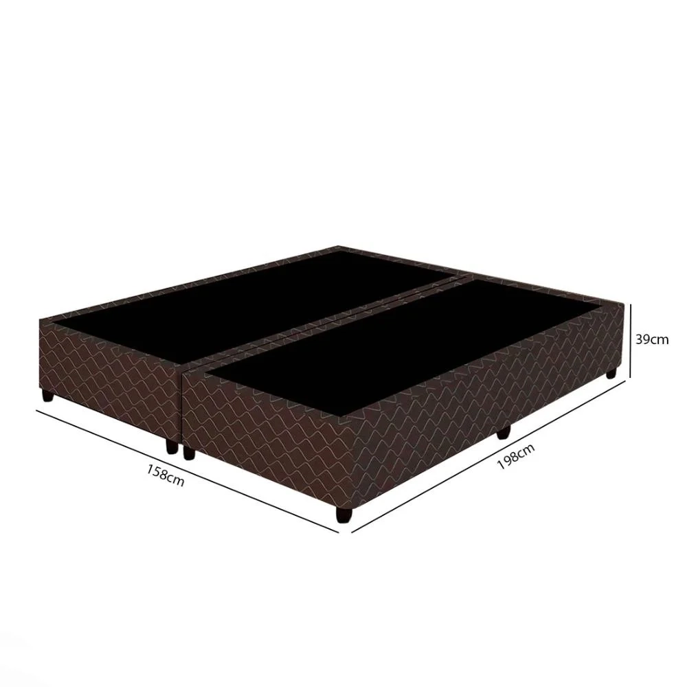 Base Para Cama Box Casal Queen Size Bipartido 158cm Poliéster Bordado New York Marrom - Gazin