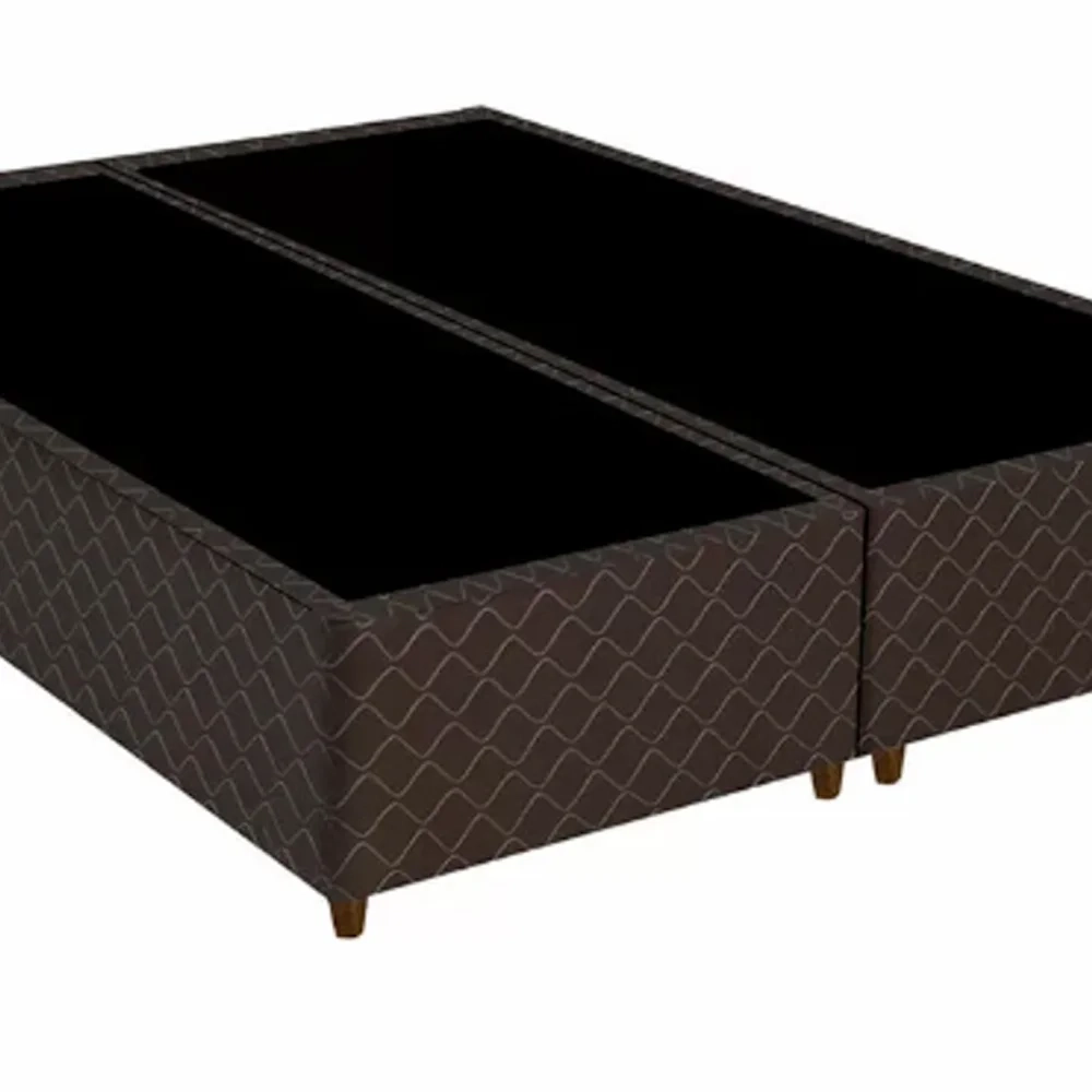 Base Para Cama Box Casal Queen Size Bipartido 158cm Poliéster Bordado New York Marrom - Gazin