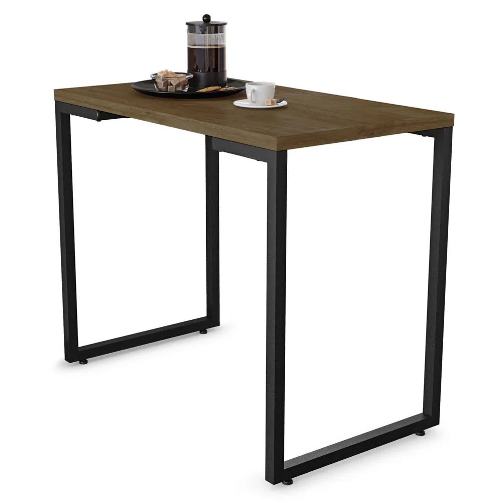 Conjunto Mesa de Cozinha Prattica Industrial 90cm com 2 Banquetas F02 Castanho/Branco - Mpozenato